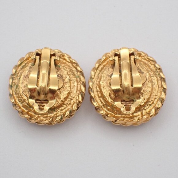 CHANEL CC Logo Imitation pearl Round Button Earrings Clip-On GHW 61RF537 - Picture 4 of 10